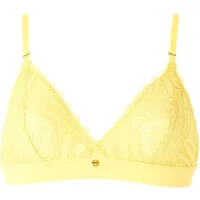 Soft yellow women's bra Morgan Sana with lace trim, adjustable straps, and small heart charm on the band.