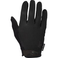 Black Specialized BG Sport Gel women's long finger cycling gloves with textured grip and adjustable wrist strap.