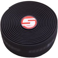 Black SRAM SuperSuede Bar Tape roll with red and white logo on top, featuring a textured, suede-like finish.