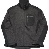 Charcoal Stanley zip-through knitted fleece with black accents, chest pocket, and high collar, size XL.