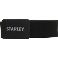 Black Stanley elasticated work belt with a rectangular buckle featuring the Stanley logo in white.