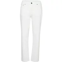 White straight jeans for women, CULTURE Deva Ami, featuring a classic five-pocket design and button closure.