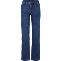 Straight blue jeans for women by fransa, featuring classic five-pocket design and button closure.