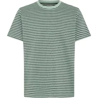 Green and black striped T-shirt by Blend, short sleeves, crew neck, casual fit.