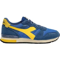 Blue and yellow Diadora Camaro M2 Smooth suede trainers with a retro design and cushioned sole.
