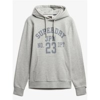 Cadet grey marl Superdry&Co hoodie, XL, with front pouch pocket and "Superdry JPN No. 23 DPT" text in blue.
