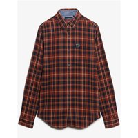 Orange and black checkered cotton lumberjack shirt, button-up, long sleeves, Superdry&Co logo on chest, size 2XL