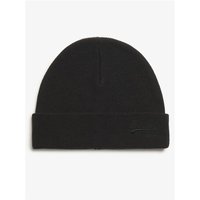 Black knitted beanie hat with folded cuff and subtle Superdry&Co logo embroidery.