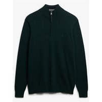Enamel green cotton half zip jumper with ribbed cuffs and collar, medium size.