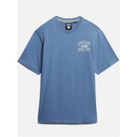 Moonlight blue Superdry&Co Vintage Athletic T-shirt, short sleeves, crew neck, white chest graphic text.