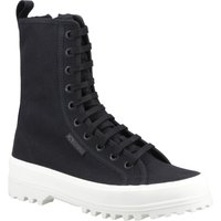 Black Superga Women's 2641 Alpina High Trainers with lace-up design and chunky white rubber sole.