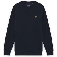 Black Lyle & Scott Loopback sweater with crew neck and yellow eagle logo on chest.