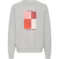 Gray Blend BHFERDO sweatshirt with red and pink abstract square design and "Embrace the Small Things" text.