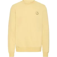 Yellow Blend BHKANE sweatshirt with round neck, ribbed cuffs, and small circular logo on left chest.