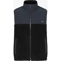 Black and gray zip-up sweatshirt vest by Blend Bhtorte with high collar and side pockets.
