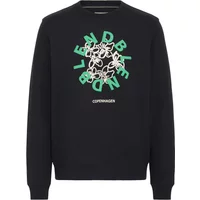 Black Blend sweatshirt with green and white graphic text design on chest, featuring "Copenhagen" below.