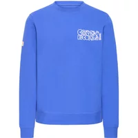 Blue Blend sweatshirt with white "Sun Music" text on chest, crew neck, and long sleeves.