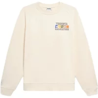 Cream Diadora Legacy sweatshirt with colorful text on chest, ribbed cuffs, and hem.