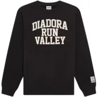 Black Diadora Run Valley sweatshirt with white text on chest and ribbed cuffs.