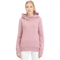 Pink Ragwear Grisel sweatshirt with cowl neck, drawstrings, and ribbed cuffs.