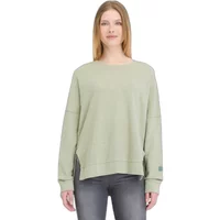 Light green Ragwear Nabuca women's sweatshirt, long sleeves, crew neck, side slits, relaxed fit.