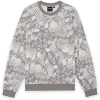 Gray Lyle & Scott sweatshirt with abstract industrial pattern and ribbed cuffs and hem.