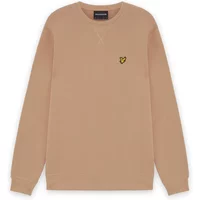 Beige Lyle & Scott sweatshirt with crew neck and embroidered yellow eagle logo on chest.