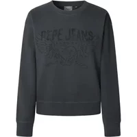 Black Pepe Jeans Beberly sweatshirt with embossed logo and ribbed cuffs.