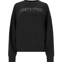 Black Athlecia Giannis women's sweatshirt, round neck, long sleeves, "Sports Studio" text on chest.