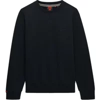 Black Superdry Essential sweatshirt, crew neck, long sleeves, subtle logo on chest, ribbed cuffs and hem.