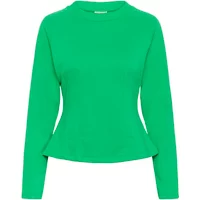 Green KAFFE Katja women's sweatshirt with long sleeves and fitted waist.