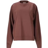 Brown Nou Vacay women's sweatshirt with long sleeves, crew neck, and relaxed fit.