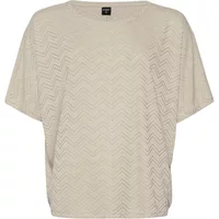 Beige T-shirt femme Protest Jabas with zigzag pattern, short sleeves, and round neckline.