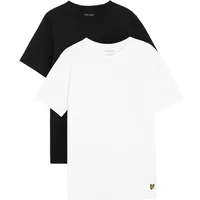 Black and white Lyle & Scott T-shirts, short-sleeved with crew neck, featuring small embroidered eagle logo.
