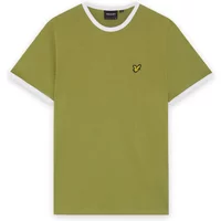 Green Lyle & Scott Ringer T-shirt with white trim and yellow eagle logo on chest.