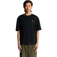 Black Lyle & Scott Ultra Soft T-shirt with short sleeves and embroidered yellow eagle logo on chest.