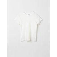 White Polarn O. Pyret T-shirt with short sleeves and round neckline, plain design.