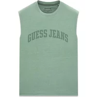 Green Guess CN REG tank top with "GUESS JEANS" in large letters on the front.