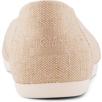 Champagne-colored TOMS Alpargata women's shoes with textured textile upper and logo on the heel.