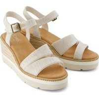 Natural TOMS Darya Nylon Women's Sandals with ankle strap, wedge heel, and textured fabric straps.