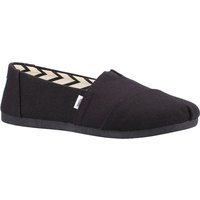Black TOMS Women's Alpargata Shoe with canvas upper, slip-on design, and chevron-patterned inner lining.