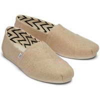 Natural TOMS Women's Alpargata Shoe with woven texture, slip-on design, and zigzag patterned interior lining.