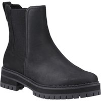 Black TOMS Bennet Ankle Boot with chunky sole, elastic side panels, and pull tab.