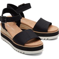 Black TOMS Women's Diana Sandal with ankle strap, platform sole, and textured wedge heel.