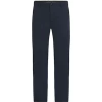 Navy blue Casual Friday CFLindvall trousers with straight leg and button closure.