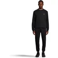 Black Lyle & Scott track trousers with elastic waistband, side pockets, and small logo on left thigh.