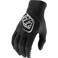 Black Troy Lee Designs SE Ultra long finger MTB gloves with white logo and perforated detailing.