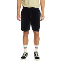 Black velvet shorts by Revolution, featuring an elastic waistband with drawstring and a relaxed fit.