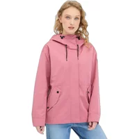 Pink Ragwear Milenium women's waterproof jacket with hood, front pockets, and black drawstrings.