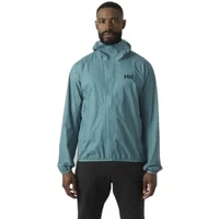 Teal Helly Hansen Verglas 2.5 L waterproof jacket with hood and front zipper, featuring HH logo on chest.